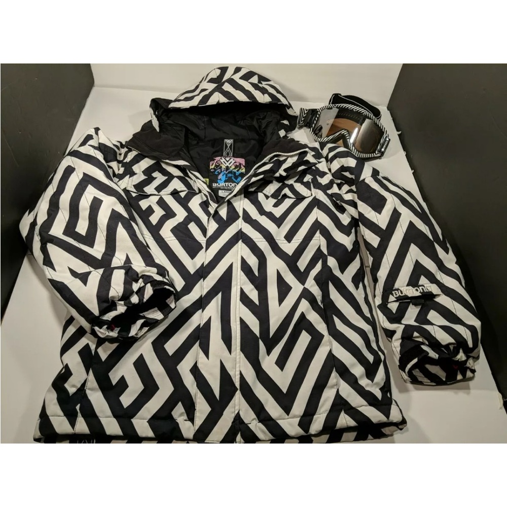 Burton Kids Geometric Black and White Puffer Jacket.